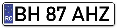 Placuta inmatriculare numar auto  BH-87-AHZ, BH 87 AHZ, BH87AHZ