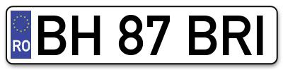 Placuta inmatriculare numar auto  BH-87-BRI, BH 87 BRI, BH87BRI