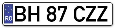 Placuta inmatriculare numar auto  BH-87-CZZ, BH 87 CZZ, BH87CZZ