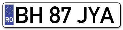 Placuta inmatriculare numar auto  BH-87-JYA, BH 87 JYA, BH87JYA