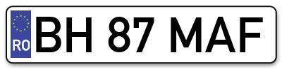 Placuta inmatriculare numar auto  BH-87-MAF, BH 87 MAF, BH87MAF