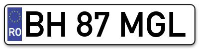 Placuta inmatriculare numar auto  BH-87-MGL, BH 87 MGL, BH87MGL