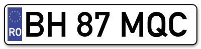 Placuta inmatriculare numar auto  BH-87-MQC, BH 87 MQC, BH87MQC