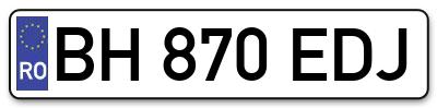 Placuta inmatriculare numar auto  BH-870-EDJ, BH 870 EDJ, BH870EDJ
