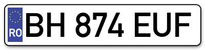 Placuta inmatriculare numar auto  BH-874-EUF, BH 874 EUF, BH874EUF