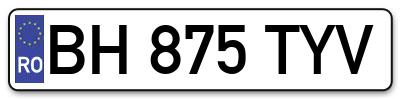 Placuta inmatriculare numar auto  BH-875-TYV, BH 875 TYV, BH875TYV