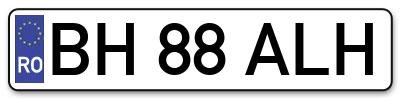 Placuta inmatriculare numar auto  BH-88-ALH, BH 88 ALH, BH88ALH
