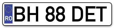 Placuta inmatriculare numar auto  BH-88-DET, BH 88 DET, BH88DET