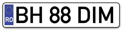 Placuta inmatriculare numar auto  BH-88-DIM, BH 88 DIM, BH88DIM