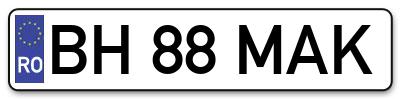 Placuta inmatriculare numar auto  BH-88-MAK, BH 88 MAK, BH88MAK