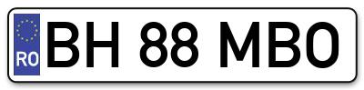Placuta inmatriculare numar auto  BH-88-MBO, BH 88 MBO, BH88MBO