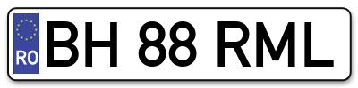 Placuta inmatriculare numar auto  BH-88-RML, BH 88 RML, BH88RML
