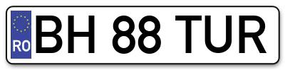 Placuta inmatriculare numar auto  BH-88-TUR, BH 88 TUR, BH88TUR