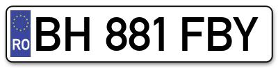 Placuta inmatriculare numar auto  BH-881-FBY, BH 881 FBY, BH881FBY