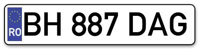 Placuta inmatriculare numar auto  BH-887-DAG, BH 887 DAG, BH887DAG