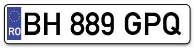 Placuta inmatriculare numar auto  BH-889-GPQ, BH 889 GPQ, BH889GPQ