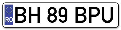 Placuta inmatriculare numar auto  BH-89-BPU, BH 89 BPU, BH89BPU