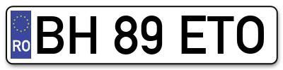 Placuta inmatriculare numar auto  BH-89-ETO, BH 89 ETO, BH89ETO