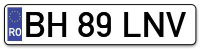 Placuta inmatriculare numar auto  BH-89-LNV, BH 89 LNV, BH89LNV