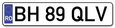 Placuta inmatriculare numar auto  BH-89-QLV, BH 89 QLV, BH89QLV