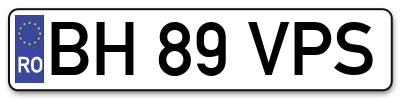Placuta inmatriculare numar auto  BH-89-VPS, BH 89 VPS, BH89VPS