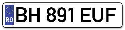 Placuta inmatriculare numar auto  BH-891-EUF, BH 891 EUF, BH891EUF