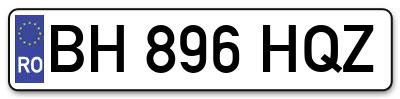 Placuta inmatriculare numar auto  BH-896-HQZ, BH 896 HQZ, BH896HQZ
