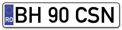 Placuta inmatriculare numar auto  BH-90-CSN, BH 90 CSN, BH90CSN