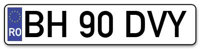 Placuta inmatriculare numar auto  BH-90-DVY, BH 90 DVY, BH90DVY