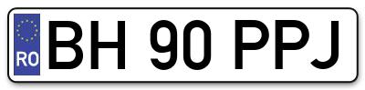 Placuta inmatriculare numar auto  BH-90-PPJ, BH 90 PPJ, BH90PPJ