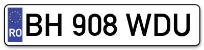 Placuta inmatriculare numar auto  BH-908-WDU, BH 908 WDU, BH908WDU