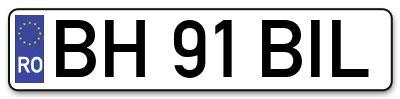 Placuta inmatriculare numar auto  BH-91-BIL, BH 91 BIL, BH91BIL
