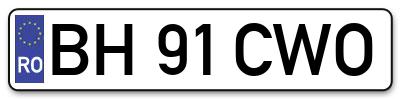Placuta inmatriculare numar auto  BH-91-CWO, BH 91 CWO, BH91CWO