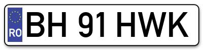 Placuta inmatriculare numar auto  BH-91-HWK, BH 91 HWK, BH91HWK