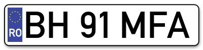 Placuta inmatriculare numar auto  BH-91-MFA, BH 91 MFA, BH91MFA