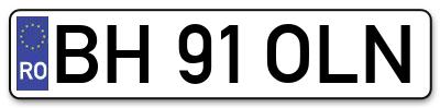Placuta inmatriculare numar auto  BH-91-OLN, BH 91 OLN, BH91OLN