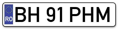 Placuta inmatriculare numar auto  BH-91-PHM, BH 91 PHM, BH91PHM