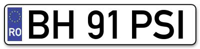Placuta inmatriculare numar auto  BH-91-PSI, BH 91 PSI, BH91PSI