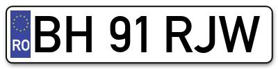 Placuta inmatriculare numar auto  BH-91-RJW, BH 91 RJW, BH91RJW