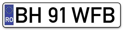 Placuta inmatriculare numar auto  BH-91-WFB, BH 91 WFB, BH91WFB
