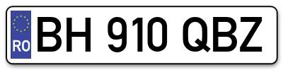 Placuta inmatriculare numar auto  BH-910-QBZ, BH 910 QBZ, BH910QBZ