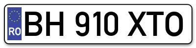 Placuta inmatriculare numar auto  BH-910-XTO, BH 910 XTO, BH910XTO