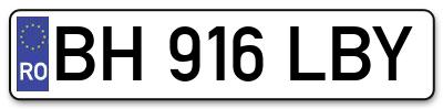 Placuta inmatriculare numar auto  BH-916-LBY, BH 916 LBY, BH916LBY