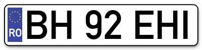 Placuta inmatriculare numar auto  BH-92-EHI, BH 92 EHI, BH92EHI