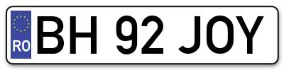 Placuta inmatriculare numar auto  BH-92-JOY, BH 92 JOY, BH92JOY