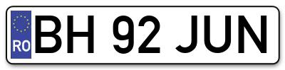 Placuta inmatriculare numar auto  BH-92-JUN, BH 92 JUN, BH92JUN