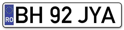 Placuta inmatriculare numar auto  BH-92-JYA, BH 92 JYA, BH92JYA
