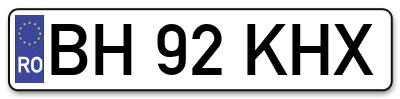 Placuta inmatriculare numar auto  BH-92-KHX, BH 92 KHX, BH92KHX
