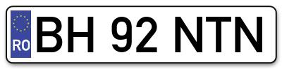 Placuta inmatriculare numar auto  BH-92-NTN, BH 92 NTN, BH92NTN