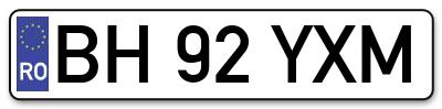 Placuta inmatriculare numar auto  BH-92-YXM, BH 92 YXM, BH92YXM